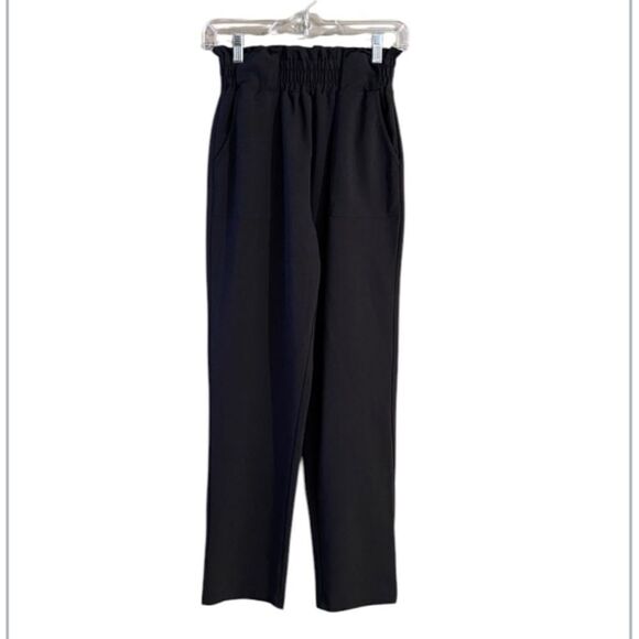 Grace Karin size small Black Paperbag Waist High Rise Pants no belt EUC - Picture 1 of 8
